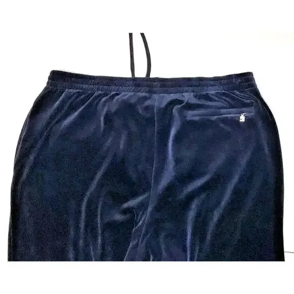 VTG Fila Baggy Velour Pants Men 2XL Navy Blue Ankle Zip Pockets Embroidered Y2K - Picture 8 of 8